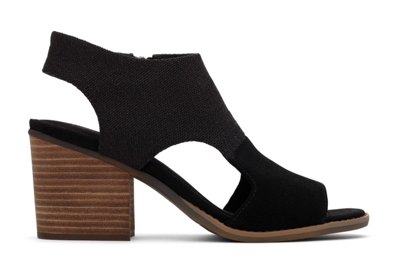 Toms Eliana Suede Heeled Sandal Black | MWLAKD-560