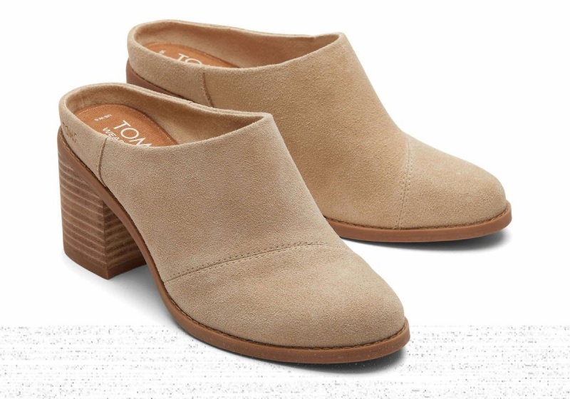 Toms Evelyn Suede Mule Beige | LGDHME-806