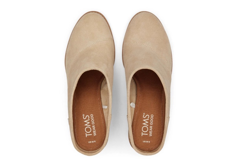 Toms Evelyn Suede Mule Beige | LGDHME-806