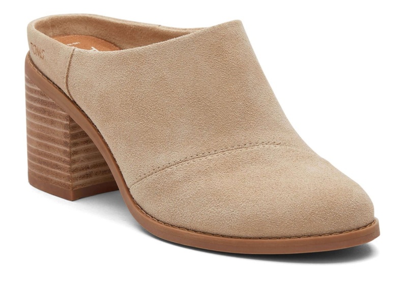 Toms Evelyn Suede Mule Beige | LGDHME-806