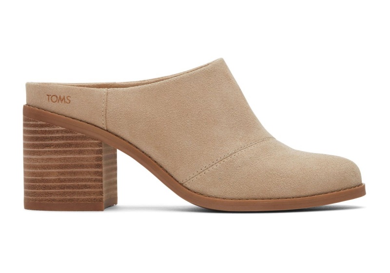 Toms Evelyn Suede Mule Beige | LGDHME-806