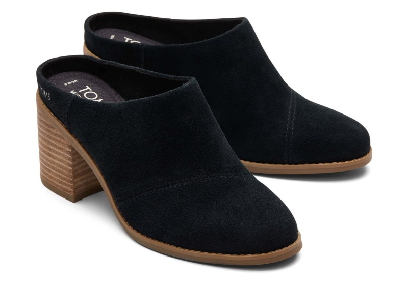 Toms Evelyn Suede Mule Black | DETZKC-316