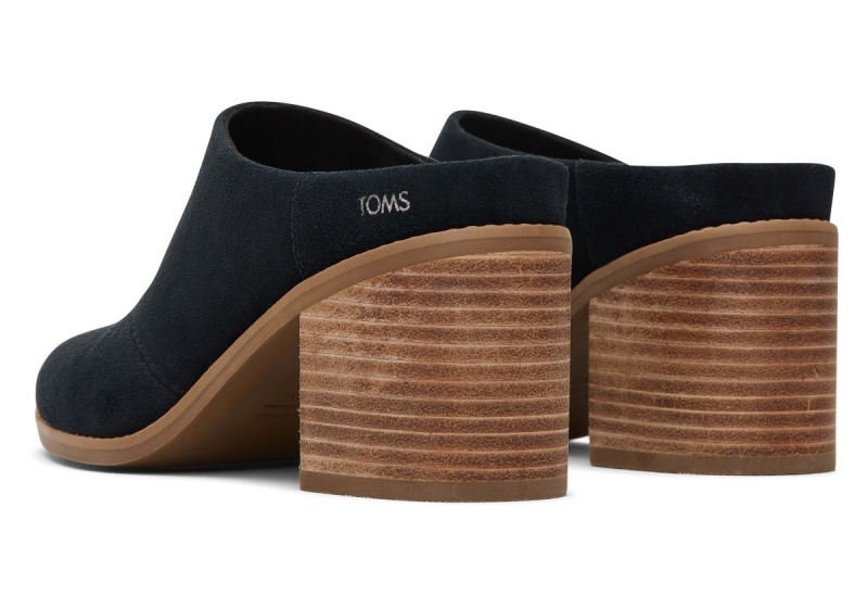 Toms Evelyn Suede Mule Black | DETZKC-316