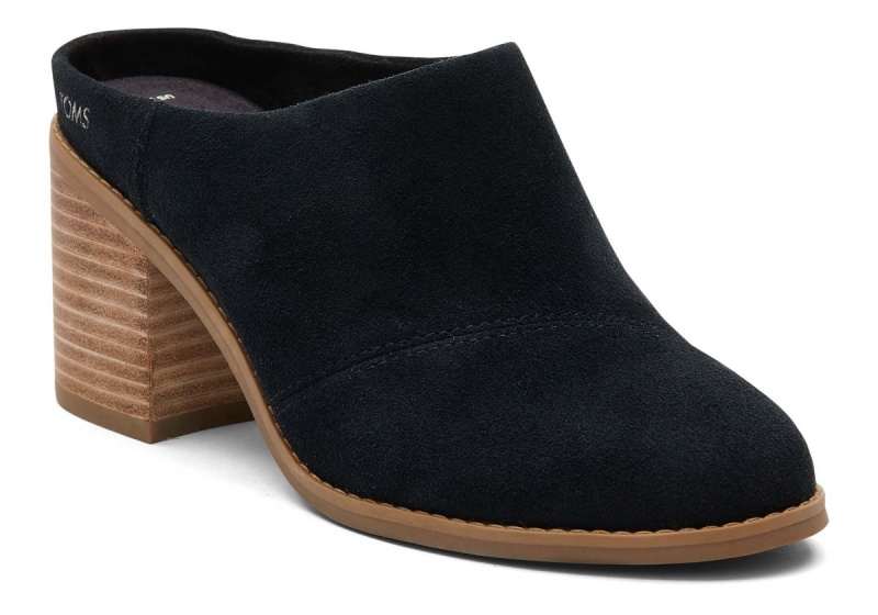 Toms Evelyn Suede Mule Black | DETZKC-316