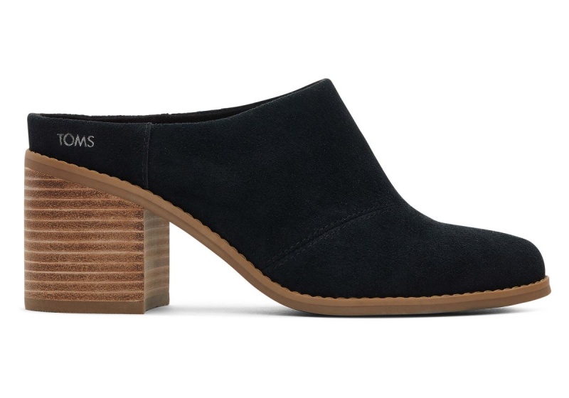 Toms Evelyn Suede Mule Black | DETZKC-316