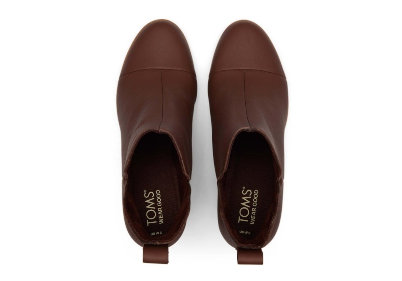 Toms Everly Leather Cutout Heeled Boot Brown | BEZAXC-793