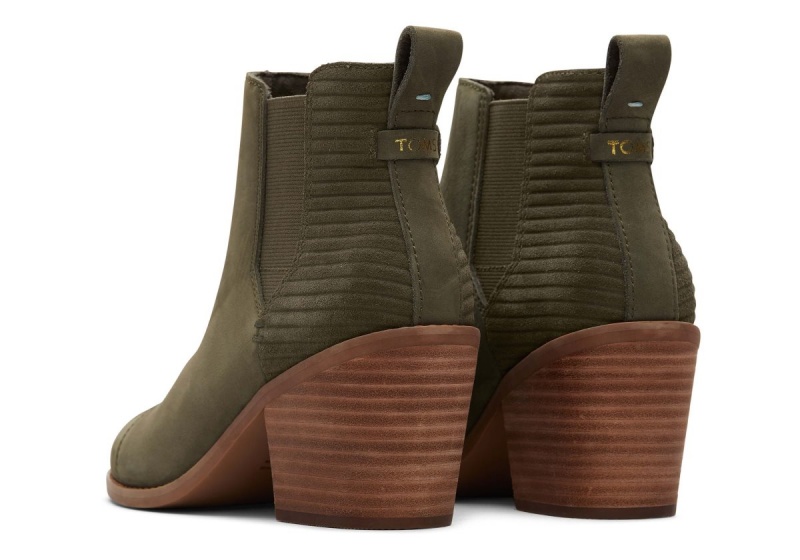 Toms Everly Nubuck Heeled Boot Olive | SQLJTY-981