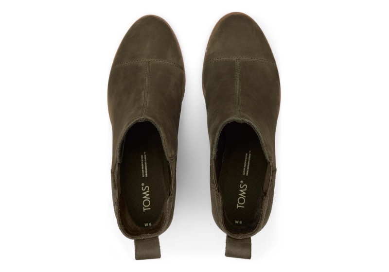 Toms Everly Nubuck Heeled Boot Olive | SQLJTY-981