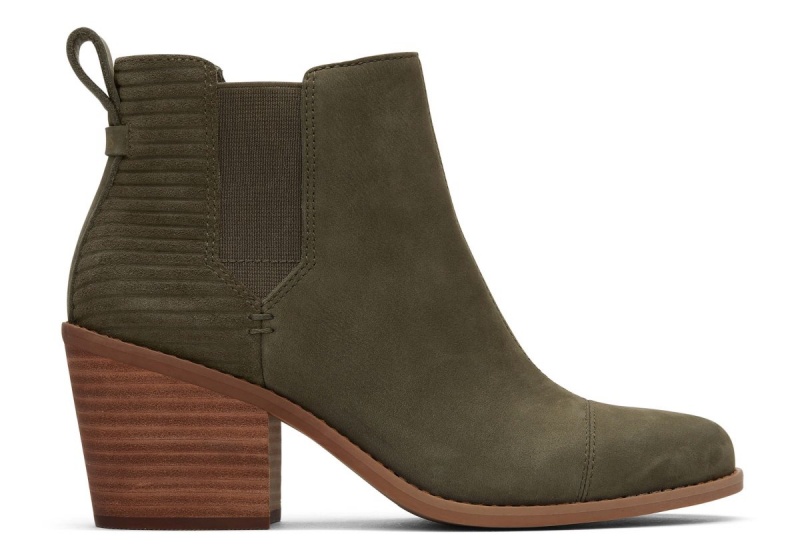 Toms Everly Nubuck Heeled Boot Olive | SQLJTY-981