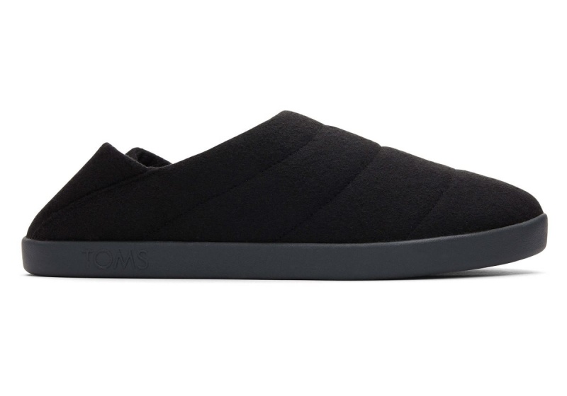 Toms Ezra Faux Fleece Convertible Slipper Black | NDTKYQ-892