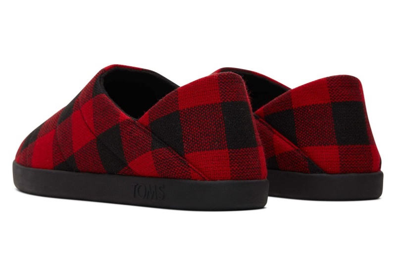 Toms Ezra Plaid Fleece Convertible Slipper Red | LMUBVC-361