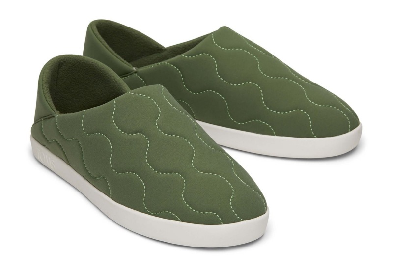 Toms Ezra Quilted Cotton Convertible Slipper Brown Green | TGOJXP-592