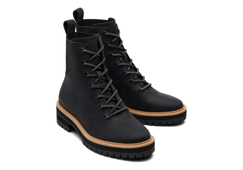 Toms Frankie Water Resistant Lace-Up Boot Black | AHGPNJ-420