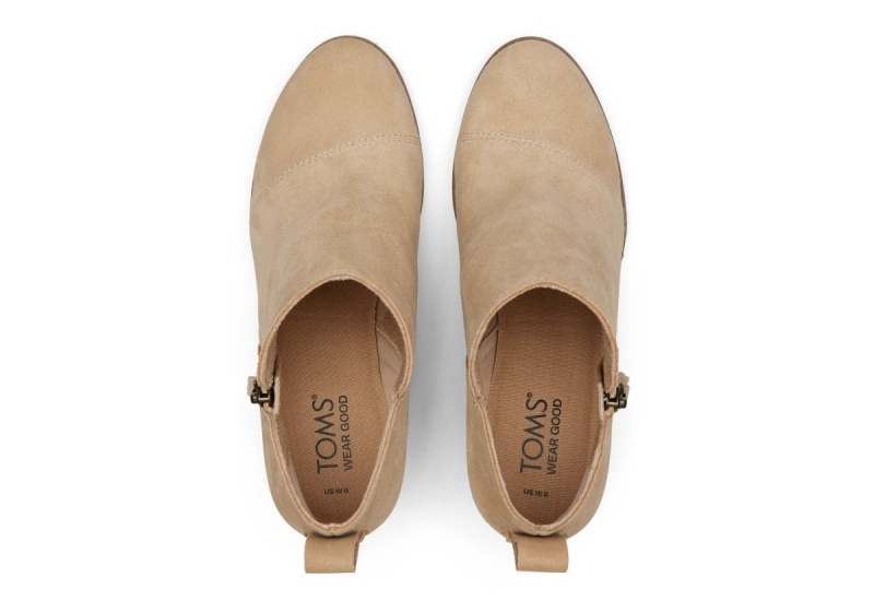 Toms Goldie Suede Wedge Boot Beige | SJFZCE-268