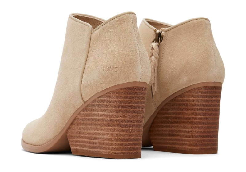 Toms Hadley Suede Heeled Boot Beige | VIGLXD-701