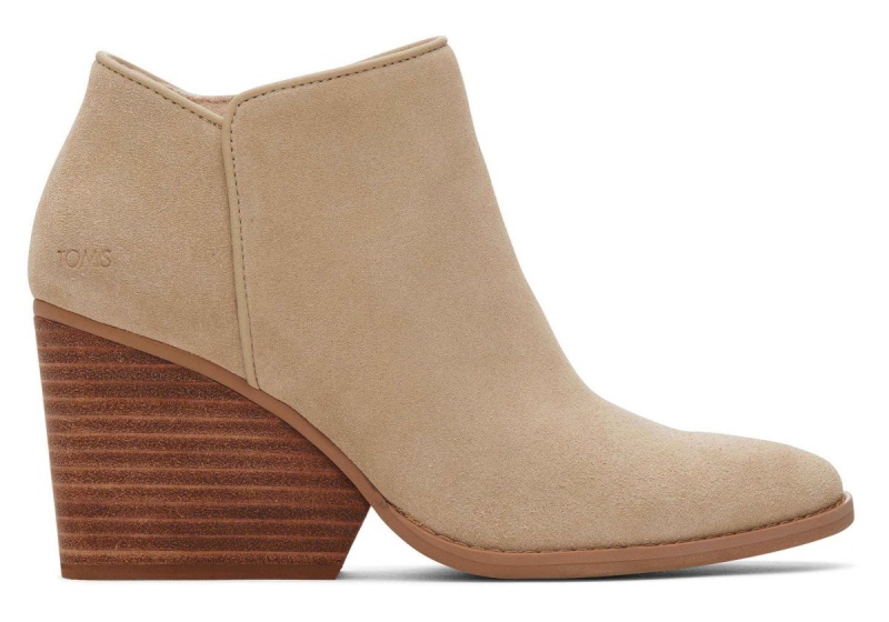 Toms Hadley Suede Heeled Boot Beige | VIGLXD-701