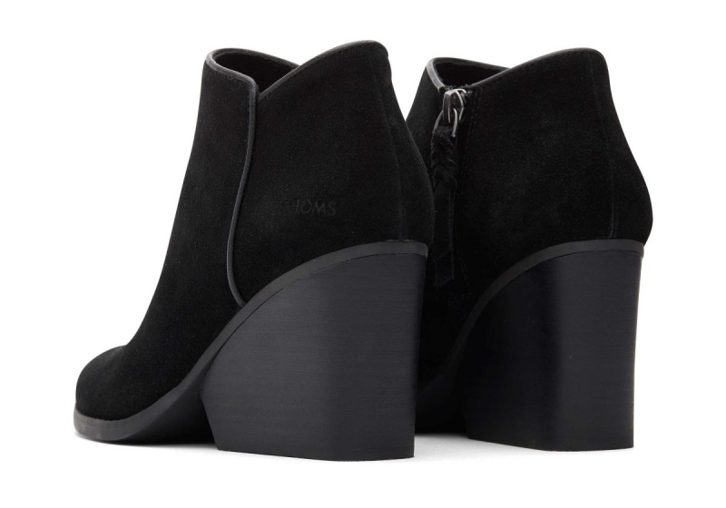 Toms Hadley Suede Heeled Boot Black | CFKHBX-482