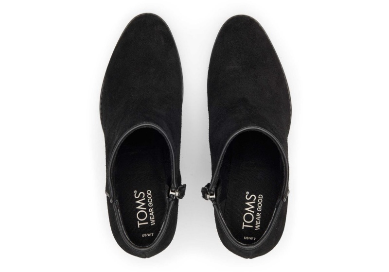 Toms Hadley Suede Heeled Boot Black | CFKHBX-482