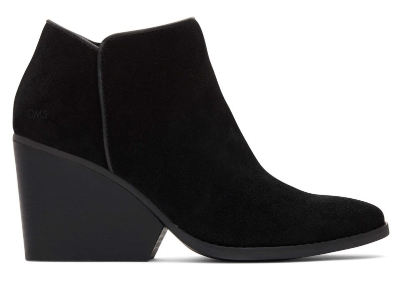 Toms Hadley Suede Heeled Boot Black | CFKHBX-482