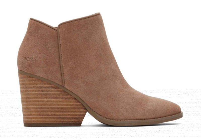 Toms Hadley Suede Heeled Boot Grey Brown | DVMGNR-439