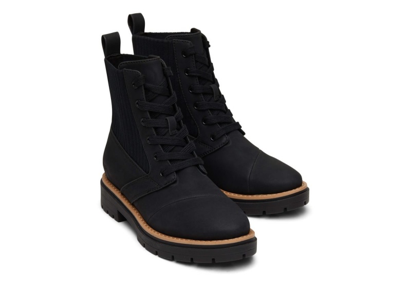 Toms Ionie Vegan Lace-Up Boot Black | SHOQPR-521