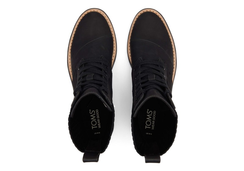 Toms Ionie Vegan Lace-Up Boot Black | SHOQPR-521