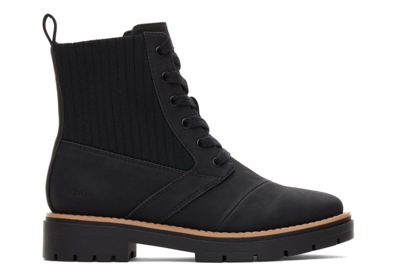 Toms Ionie Vegan Lace-Up Boot Black | SHOQPR-521