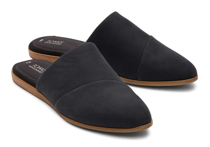 Toms Jade Leather Slip On Flat Black | MDCAQG-427