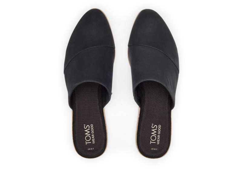 Toms Jade Leather Slip On Flat Black | MDCAQG-427