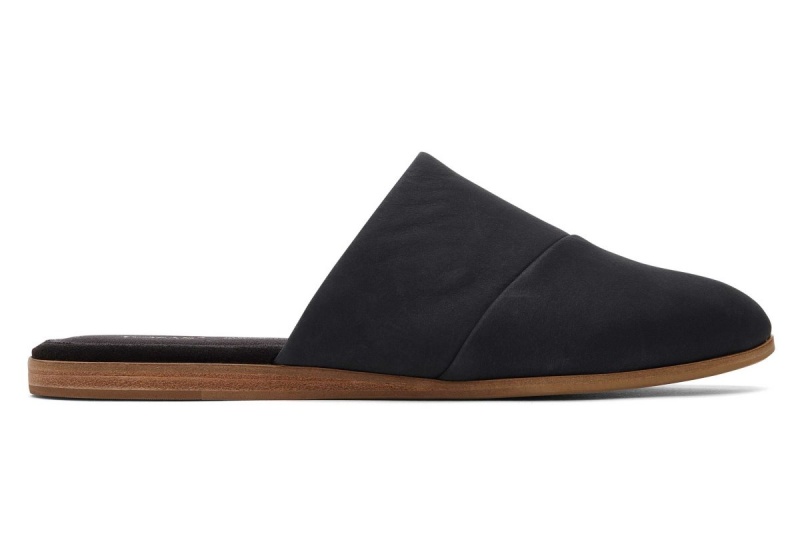 Toms Jade Leather Slip On Flat Black | MDCAQG-427