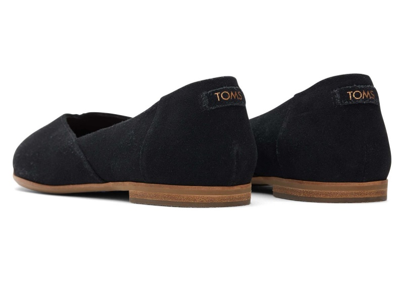 Toms Jutti Neat Suede Flat Black | ZMLNHQ-763