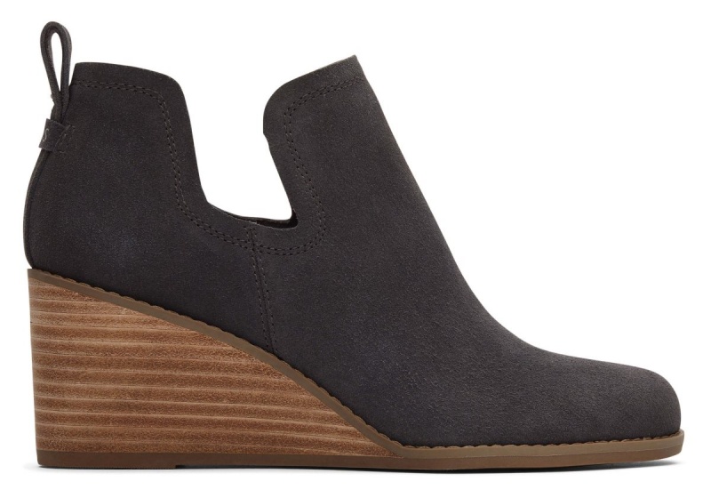 Toms Kallie Suede Wedge Boot Wide Width Grey | RJTHNY-921