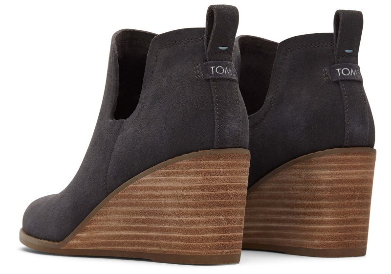 Toms Kallie Suede Wedge Boot Wide Width Grey | RJTHNY-921