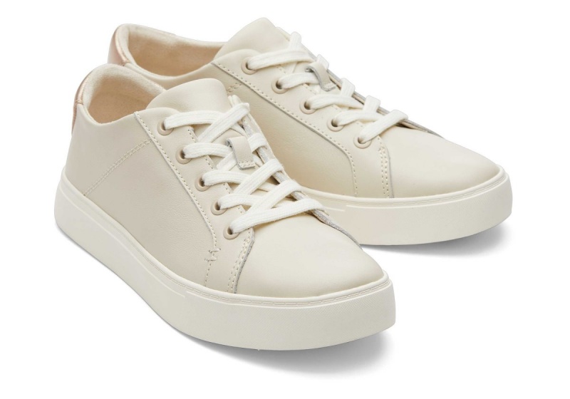 Toms Kameron Cream Leather Sneaker Cream Metal | JHEPWS-948