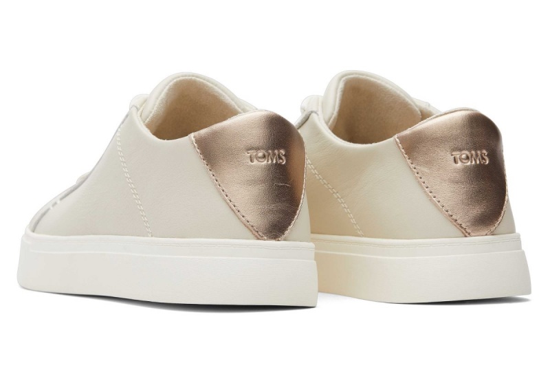 Toms Kameron Cream Leather Sneaker Cream Metal | JHEPWS-948