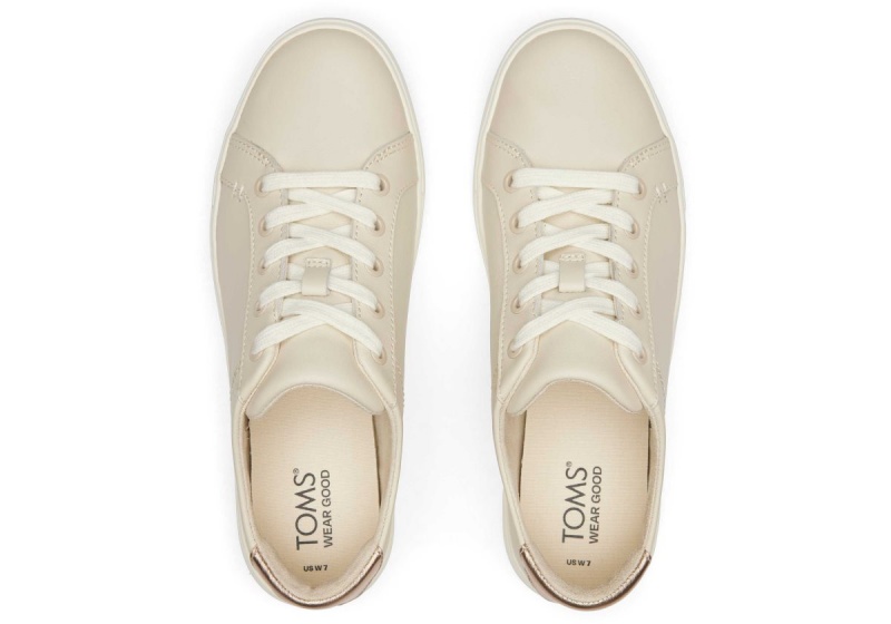 Toms Kameron Cream Leather Sneaker Cream Metal | JHEPWS-948