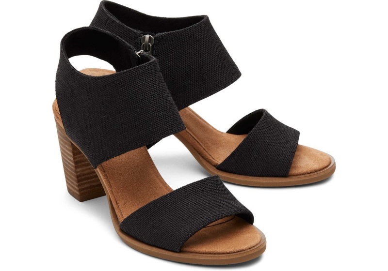 Toms Majorca Cutout Heeled Sandal Black | COSRFG-267