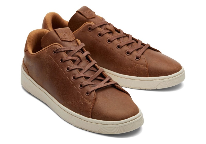 Toms TRVL LITE Leather Lace-Up Sneaker Brown | FBUOWV-079