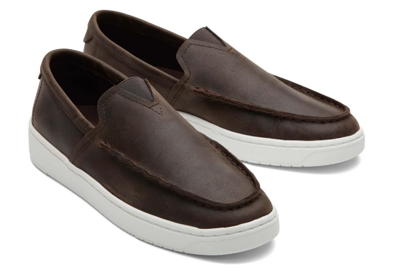 Toms TRVL LITE Leather Loafer Dark Brown | HDIGTZ-592