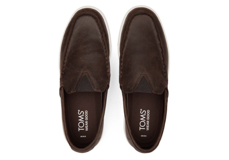 Toms TRVL LITE Leather Loafer Dark Brown | HDIGTZ-592