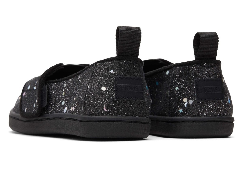 Toms Tiny Alpargata Cosmic Glitter Black | PSKJBM-865