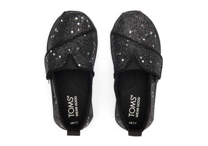 Toms Tiny Alpargata Cosmic Glitter Black | PSKJBM-865