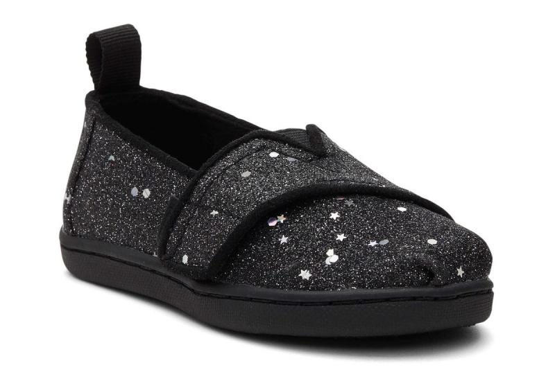 Toms Tiny Alpargata Cosmic Glitter Black | PSKJBM-865