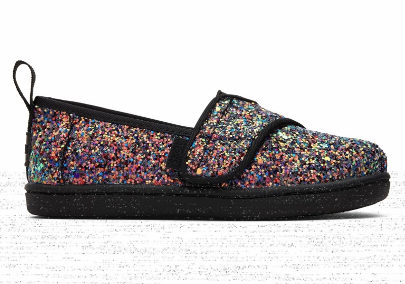 Toms Tiny Alpargata Glitter Black | LXOUEV-718