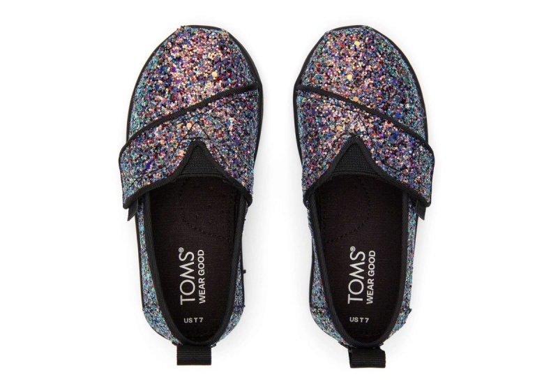 Toms Tiny Alpargata Glitter Black | LXOUEV-718