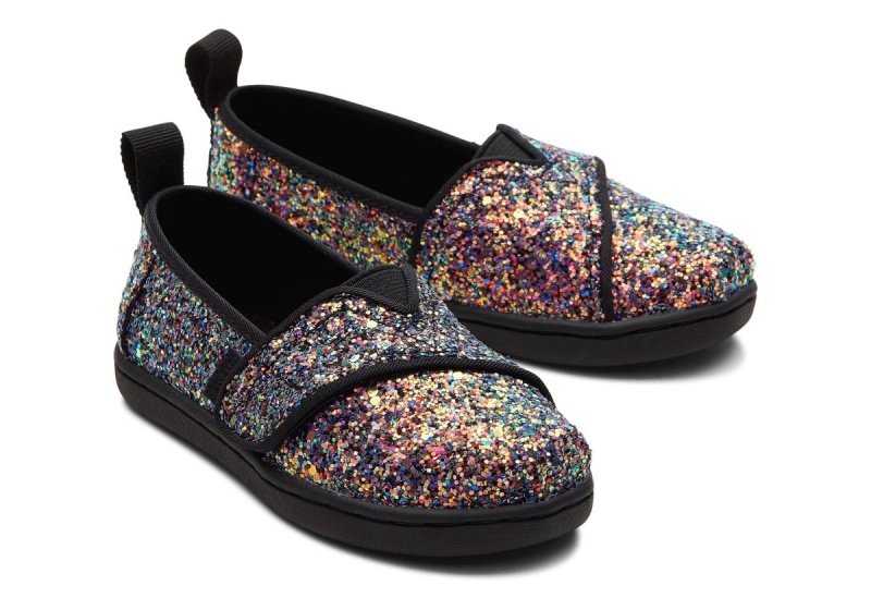 Toms Tiny Alpargata Glitter Black | LXOUEV-718