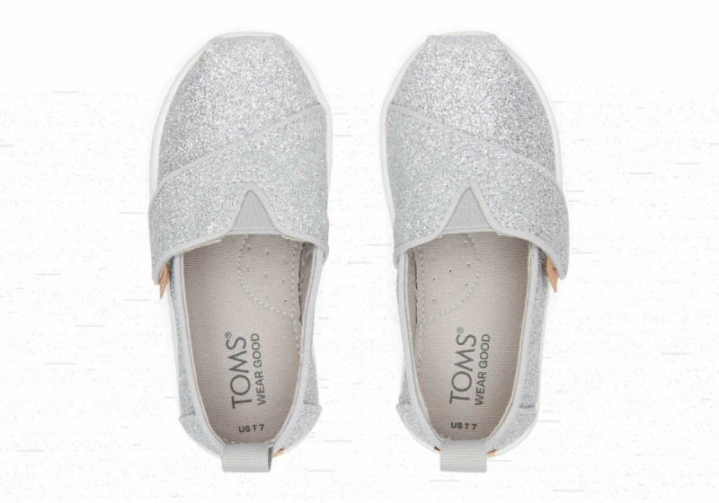 Toms Tiny Alpargata Glitter Silver | GQLVWC-183