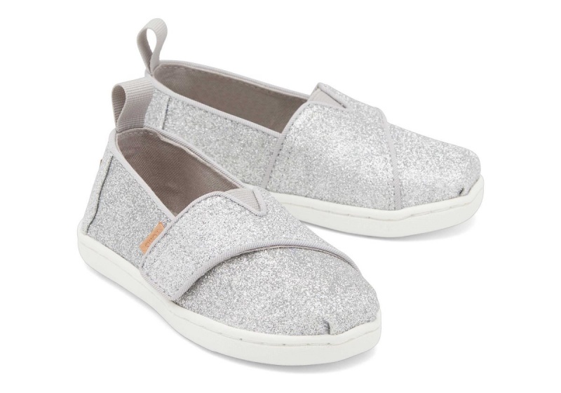 Toms Tiny Alpargata Glitter Silver | GQLVWC-183