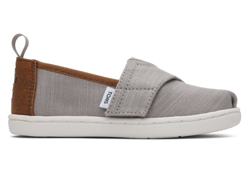 Toms Tiny Alpargata Recycled Cotton Deep Grey / Dark Brown | KBOMNJ-971