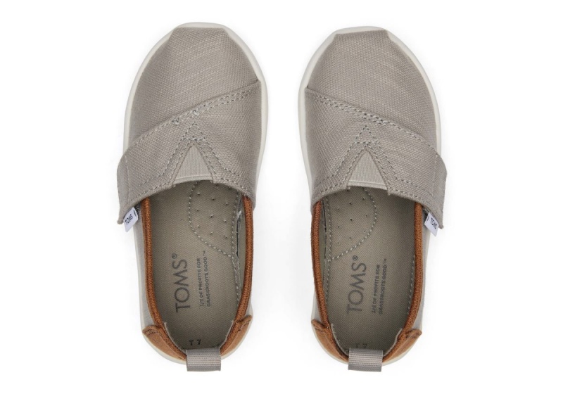 Toms Tiny Alpargata Recycled Cotton Deep Grey / Dark Brown | KBOMNJ-971